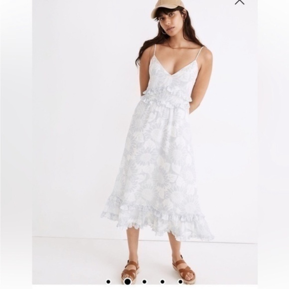 NWT Madewell Ruffle Cami Dress in Sunflower Season